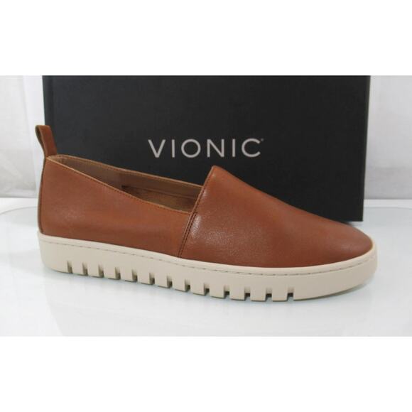 Women's Shoes Vionic Uptown Aline Slip On Loafer Comfort Tan Leather Size 9.5 - Picture 1 of 10
